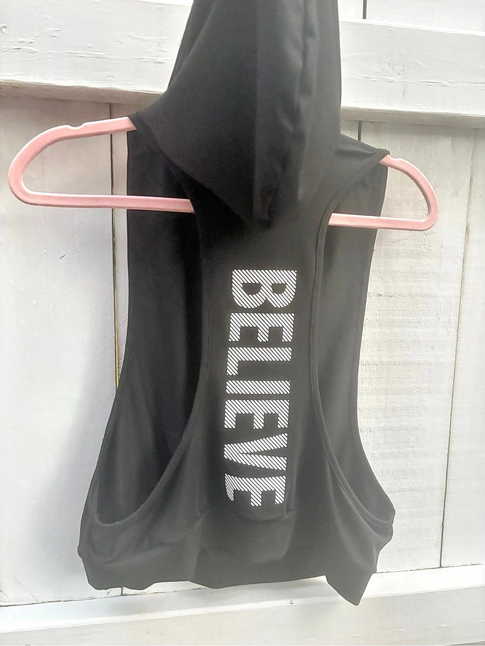 SHEIN Sleeveless Hooded Sports Tank Top Black Size Medium - Picture 5 of 7